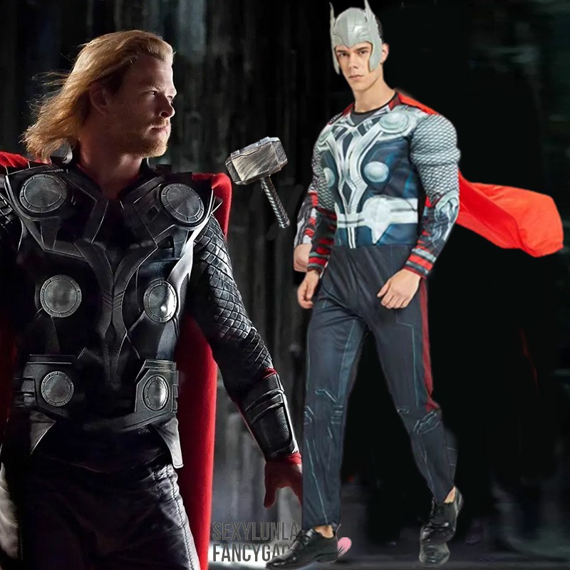 ++พร้อมส่ง++(แถมค้อน)ชุดธอร์Thor ธอร์ เทพเจ้าสายฟ้ามาพร้อมค้อนสายฟ้า เหมาะกับความสูง 168-180 cm.