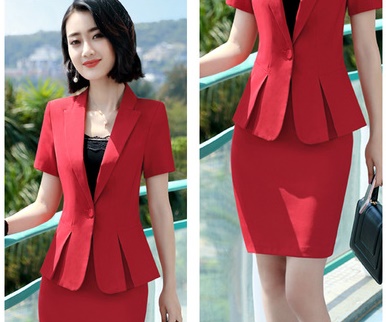 pre-order ** ชุดทำงาน ชุดพนักงานบริษัท ชุดยูนิฟอร์ม (เสื้อสูท+กระโปรง) สีตามภาพ ไซร์ S M L XL 2XL 3XL 4XL