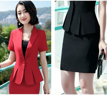 pre-order ** ชุดทำงาน ชุดพนักงานบริษัท ชุดยูนิฟอร์ม (เสื้อสูท+กระโปรง) สีตามภาพ ไซร์ S M L XL 2XL 3XL 4XL