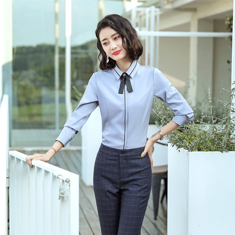 pre-order ** ชุดทำงาน ชุดพนักงานบริษัท ชุดยูนิฟอร์ม (เสื้อเชิ้ต) สีตามภาพ ไซร์ S M L XL 2XL 3XL 4XL 5XL