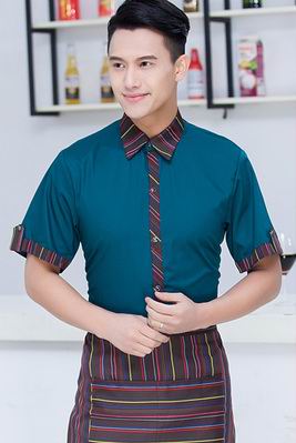 pre-oder** เสื้อพนักงานเสริฟ พนักงานโรงแรม พนักงานรีสอร์ท (สินค้าไม่รวมกางเกง) ***สินค้าไม่สามารถเปลี่ยนสีและรูปแบบได้คะ สีตามภาพ ไซร์ L XL 2XL 3XL 4XL 
