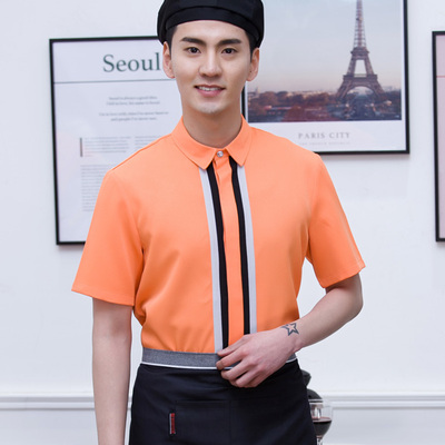 pre-oder** เสื้อพนักงานเสริฟ พนักงานโรงแรม พนักงานรีสอร์ท (สินค้าไม่รวมกางเกง) ***สินค้าไม่สามารถเปลี่ยนสีและรูปแบบได้คะ สีตามภาพ ไซร์ L XL 2XL 3XL 4XL 