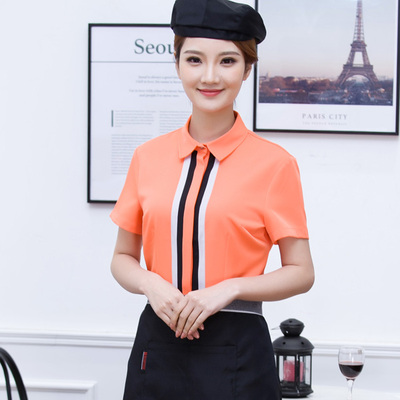 pre-oder** เสื้อพนักงานเสริฟ พนักงานโรงแรม พนักงานรีสอร์ท (สินค้าไม่รวมกางเกง) ***สินค้าไม่สามารถเปลี่ยนสีและรูปแบบได้คะ สีตามภาพ ไซร์ L XL 2XL 3XL 4XL 