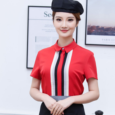 pre-oder** เสื้อพนักงานเสริฟ พนักงานโรงแรม พนักงานรีสอร์ท (สินค้าไม่รวมกางเกง) ***สินค้าไม่สามารถเปลี่ยนสีและรูปแบบได้คะ สีตามภาพ ไซร์ L XL 2XL 3XL 4XL 
