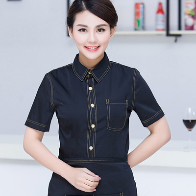 pre-oder** เสื้อพนักงานเสริฟ พนักงานโรงแรม พนักงานรีสอร์ท (สินค้าไม่รวมกางเกง) ***สินค้าไม่สามารถเปลี่ยนสีและรูปแบบได้คะ สีตามภาพ ไซร์ L XL 2XL 3XL 4XL 