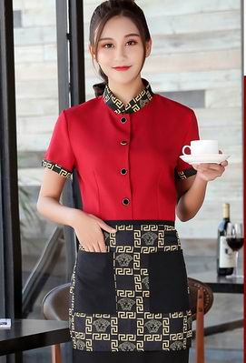 pre-oder** เสื้อพนักงานเสริฟ พนักงานโรงแรม พนักงานรีสอร์ท (สินค้าไม่รวมกางเกง) ***สินค้าไม่สามารถเปลี่ยนสีและรูปแบบได้คะ สีตามภาพ ไซร์ L XL 2XL 3XL 4XL 