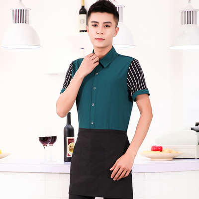 pre-oder** เสื้อพนักงานเสริฟ พนักงานโรงแรม พนักงานรีสอร์ท (สินค้าไม่รวมกางเกง) ***สินค้าไม่สามารถเปลี่ยนสีและรูปแบบได้คะ สีตามภาพ ไซร์ L XL 2XL 3XL 4XL 