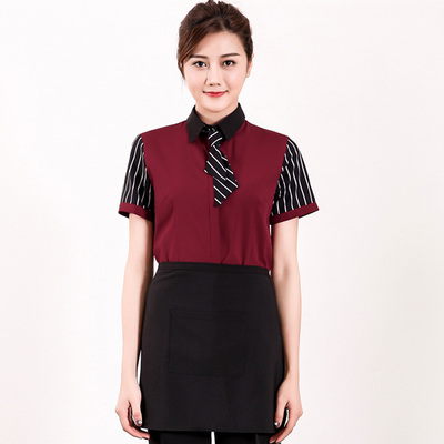 pre-oder** เสื้อพนักงานเสริฟ พนักงานโรงแรม พนักงานรีสอร์ท (สินค้าไม่รวมกางเกง) ***สินค้าไม่สามารถเปลี่ยนสีและรูปแบบได้คะ สีตามภาพ ไซร์ L XL 2XL 3XL 4XL 
