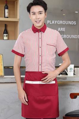 pre-oder** เสื้อพนักงานเสริฟ พนักงานโรงแรม พนักงานรีสอร์ท (สินค้าไม่รวมกางเกง) ***สินค้าไม่สามารถเปลี่ยนสีและรูปแบบได้คะ สีตามภาพ ไซร์ L XL 2XL 3XL 4XL 