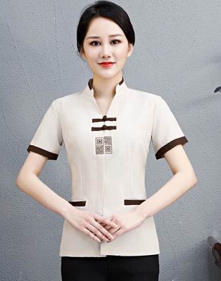 pre-oder** เสื้อพนักงานเสริฟ พนักงานโรงแรม พนักงานรีสอร์ท (สินค้าไม่รวมกางเกง) ***สินค้าไม่สามารถเปลี่ยนสีและรูปแบบได้คะ สีตามภาพ ไซร์ L XL 2XL 3XL 4XL 