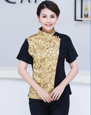 pre-oder** เสื้อพนักงานเสริฟ พนักงานโรงแรม พนักงานรีสอร์ท (สินค้าไม่รวมกางเกง) ***สินค้าไม่สามารถเปลี่ยนสีและรูปแบบได้คะ สีตามภาพ ไซร์ L XL 2XL 3XL 4XL 