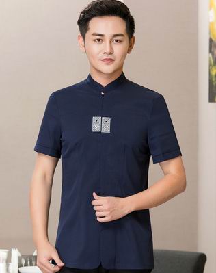 pre-oder** เสื้อพนักงานเสริฟ พนักงานโรงแรม พนักงานรีสอร์ท (สินค้าไม่รวมกางเกง) ***สินค้าไม่สามารถเปลี่ยนสีและรูปแบบได้คะ สีตามภาพ ไซร์ L XL 2XL 3XL 4XL 