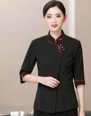 pre-oder** เสื้อพนักงานเสริฟ พนักงานโรงแรม พนักงานรีสอร์ท (สินค้าไม่รวมกางเกง) ***สินค้าไม่สามารถเปลี่ยนสีและรูปแบบได้คะ สีตามภาพ ไซร์ L XL 2XL 3XL 4XL 