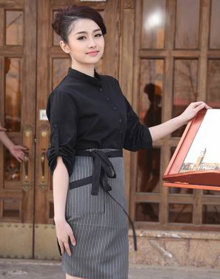 pre-oder** เสื้อพนักงานเสริฟ พนักงานโรงแรม พนักงานรีสอร์ท (สินค้าไม่รวมกางเกง) ***สินค้าไม่สามารถเปลี่ยนสีและรูปแบบได้คะ สีตามภาพ ไซร์ L XL 2XL 3XL 4XL 