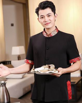 pre-oder** เสื้อพนักงานเสริฟ พนักงานโรงแรม พนักงานรีสอร์ท (สินค้าไม่รวมกางเกง) ***สินค้าไม่สามารถเปลี่ยนสีและรูปแบบได้คะ สีตามภาพ ไซร์ L XL 2XL 3XL 4XL 