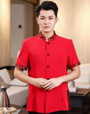 pre-oder** เสื้อพนักงานเสริฟ พนักงานโรงแรม พนักงานรีสอร์ท (สินค้าไม่รวมกางเกง) ***สินค้าไม่สามารถเปลี่ยนสีและรูปแบบได้คะ สีตามภาพ ไซร์ L XL 2XL 3XL 4XL 