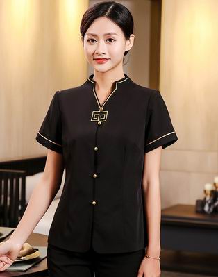 pre-oder** เสื้อพนักงานเสริฟ พนักงานโรงแรม พนักงานรีสอร์ท (สินค้าไม่รวมกางเกง) ***สินค้าไม่สามารถเปลี่ยนสีและรูปแบบได้คะ สีตามภาพ ไซร์ L XL 2XL 3XL 4XL 