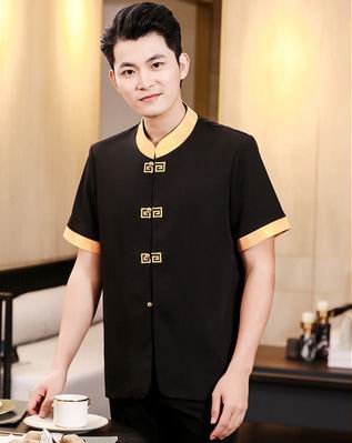 pre-oder** เสื้อพนักงานเสริฟ พนักงานโรงแรม พนักงานรีสอร์ท (สินค้าไม่รวมกางเกง) ***สินค้าไม่สามารถเปลี่ยนสีและรูปแบบได้คะ สีตามภาพ ไซร์ L XL 2XL 3XL 4XL 