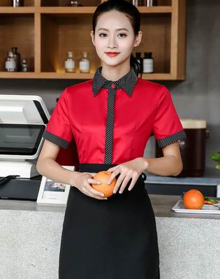 pre-oder** เสื้อพนักงานเสริฟ พนักงานโรงแรม พนักงานรีสอร์ท (สินค้าไม่รวมกางเกง) ***สินค้าไม่สามารถเปลี่ยนสีและรูปแบบได้คะ สีตามภาพ ไซร์ L XL 2XL 3XL 4XL 