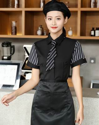 pre-oder** เสื้อพนักงานเสริฟ พนักงานโรงแรม พนักงานรีสอร์ท (สินค้าไม่รวมกางเกง) ***สินค้าไม่สามารถเปลี่ยนสีและรูปแบบได้คะ สีตามภาพ ไซร์ L XL 2XL 3XL 4XL 