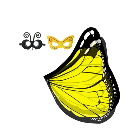 7C281.5 ชุดเด็ก ปีกผีเสื้อสีเหลืองเข้มขอบดำ Children Yellow Butterfly Bug Costume