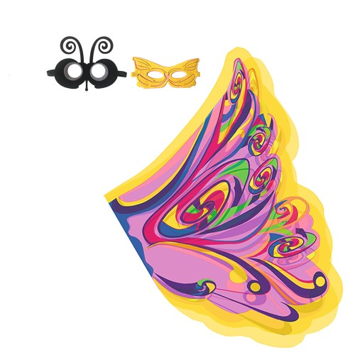 7C281.6 ชุดเด็ก ปีกผีเสื้อราตรีหลากสี Children Colorful Moth Bug Costume