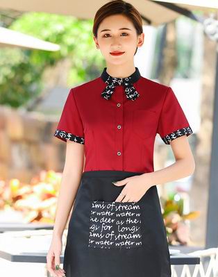 pre-oder** เสื้อพนักงานเสริฟ พนักงานโรงแรม พนักงานรีสอร์ท (สินค้าไม่รวมกางเกง) ***สินค้าไม่สามารถเปลี่ยนสีและรูปแบบได้คะ สีตามภาพ ไซร์ L XL 2XL 3XL 4XL 