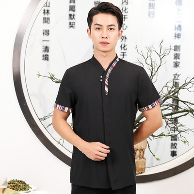 pre-oder** เสื้อพนักงานเสริฟ พนักงานโรงแรม พนักงานรีสอร์ท (สินค้าไม่รวมกางเกง) ***สินค้าไม่สามารถเปลี่ยนสีและรูปแบบได้คะ สีตามภาพ ไซร์ L XL 2XL 3XL 4XL 