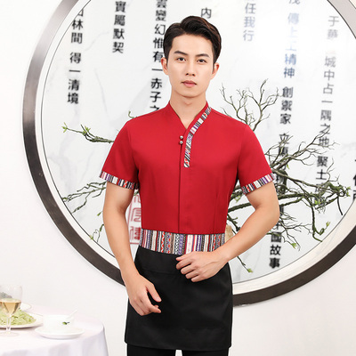 pre-oder** เสื้อพนักงานเสริฟ พนักงานโรงแรม พนักงานรีสอร์ท (สินค้าไม่รวมกางเกง) ***สินค้าไม่สามารถเปลี่ยนสีและรูปแบบได้คะ สีตามภาพ ไซร์ L XL 2XL 3XL 4XL 