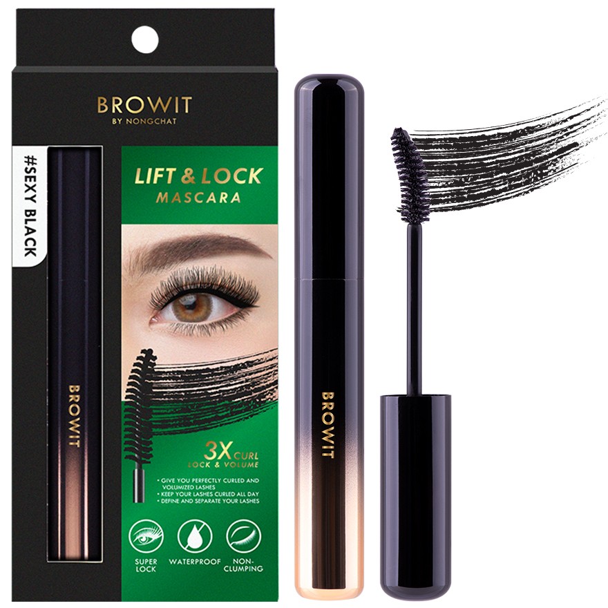 BROWIT ลิฟต์แอนด์ล็อกมาสคาร่า 6G BROWIT Lift & Lock Mascara มาสคาร่าปัดขนตา สูตรกันน้ำ กันเหงื่อ ช่วยให้ขนตางอนเด้ง เพอร์เฟ็ค ล็อกขนตาให้งอนสวยตลอดทั้งวัน