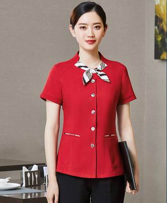 pre-oder** เสื้อพนักงานเสริฟ พนักงานโรงแรม พนักงานรีสอร์ท (สินค้าไม่รวมกางเกง) ***สินค้าไม่สามารถเปลี่ยนสีและรูปแบบได้คะ สีตามภาพ ไซร์ L XL 2XL 3XL 4XL 
