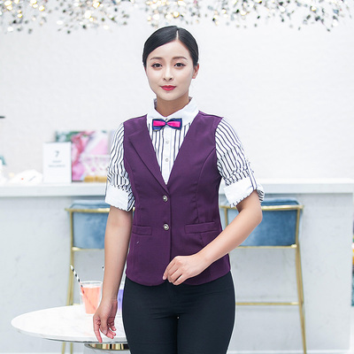 pre-oder** เสื้อพนักงานเสริฟ พนักงานโรงแรม พนักงานรีสอร์ท (สินค้าไม่รวมกางเกง) ***สินค้าไม่สามารถเปลี่ยนสีและรูปแบบได้คะ สีตามภาพ ไซร์ L XL 2XL 3XL 4XL 