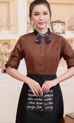 pre-oder** เสื้อพนักงานเสริฟ พนักงานโรงแรม พนักงานรีสอร์ท (สินค้าไม่รวมกางเกง) ***สินค้าไม่สามารถเปลี่ยนสีและรูปแบบได้คะ สีตามภาพ ไซร์ L XL 2XL 3XL 4XL 