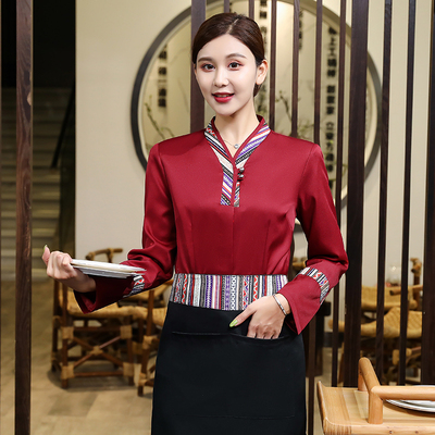pre-oder** เสื้อพนักงานเสริฟ พนักงานโรงแรม พนักงานรีสอร์ท (สินค้าไม่รวมกางเกง) ***สินค้าไม่สามารถเปลี่ยนสีและรูปแบบได้คะ สีตามภาพ ไซร์ L XL 2XL 3XL 4XL 
