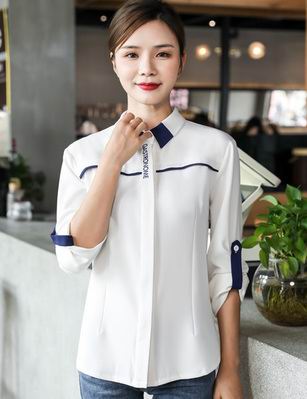 pre-oder** เสื้อพนักงานเสริฟ พนักงานโรงแรม พนักงานรีสอร์ท (สินค้าไม่รวมกางเกง) ***สินค้าไม่สามารถเปลี่ยนสีและรูปแบบได้คะ สีตามภาพ ไซร์ L XL 2XL 3XL 4XL 