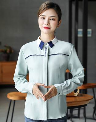 pre-oder** เสื้อพนักงานเสริฟ พนักงานโรงแรม พนักงานรีสอร์ท (สินค้าไม่รวมกางเกง) ***สินค้าไม่สามารถเปลี่ยนสีและรูปแบบได้คะ สีตามภาพ ไซร์ L XL 2XL 3XL 4XL 
