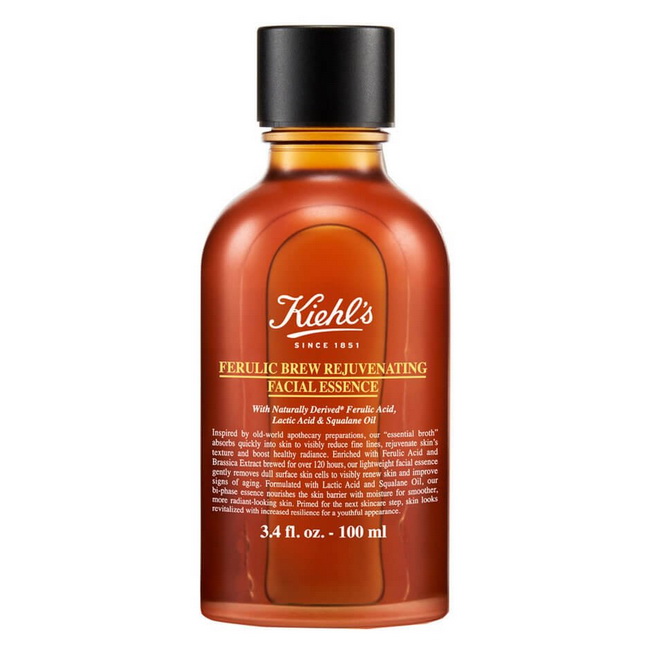 Kiehl's  Ferulic Brew Rejuvenating Facial Essence 100 ml. มหัศจรรย์แห่งน้ำตบ เพื่อผิวดูดีใน 5 มิติ ภายใน 4 สัปดาห์ เอสเซนส์บำรุงผิวหน้าเนื้อบางเบา ซึมไว เพื่อผิวแลดูเปล่งปลั่ง ฟื้นคืนความอ่อนเยาว์ ให้ผิวแลดูมีสุขภาพดีและริ้วรอยตื้นๆดูจางลงอย่างเห็นได