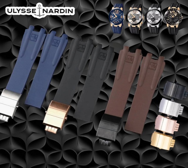 สายนาฬิกา แบบสายยางซิลิโคน หลากสี พร้อมบัคเคิลล็อกสายสำหรับ Ulysse Nardin