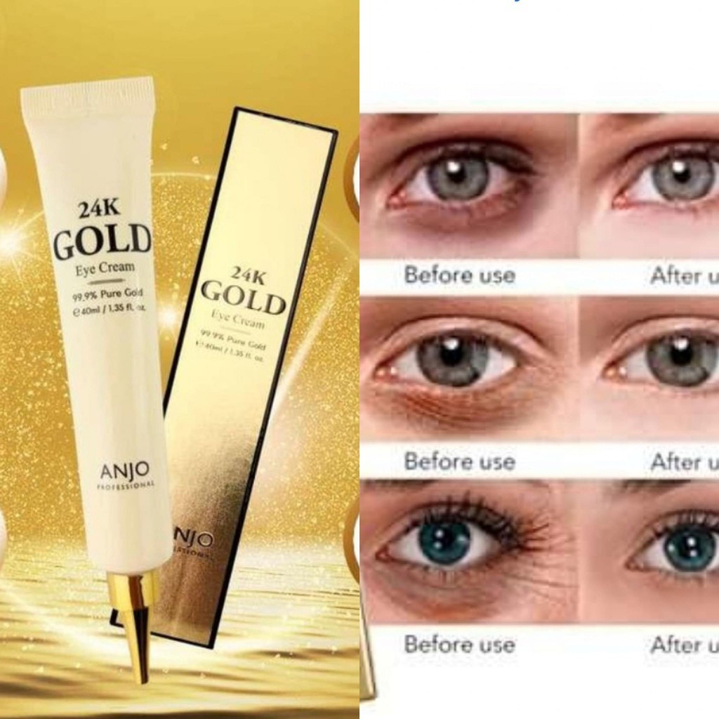 ANJO 24K Gold Eye Cream 40 ml. ลดริ้วรอย เพิ่มความชุ่มชื่น รอบดวงตา เต็มร่องลึกรอบดวงตา
