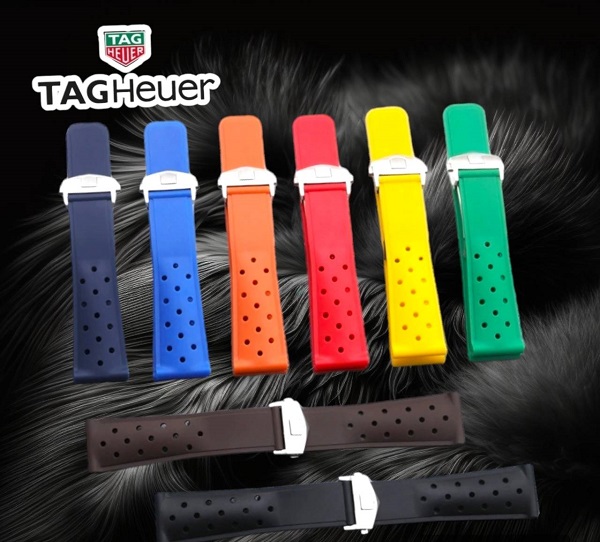 สายนาฬิกาแบบยางซิลิโคนหลากสี พร้อมบัคเคิลล็อกสาย ใช้สำหรับ Tag Heuer