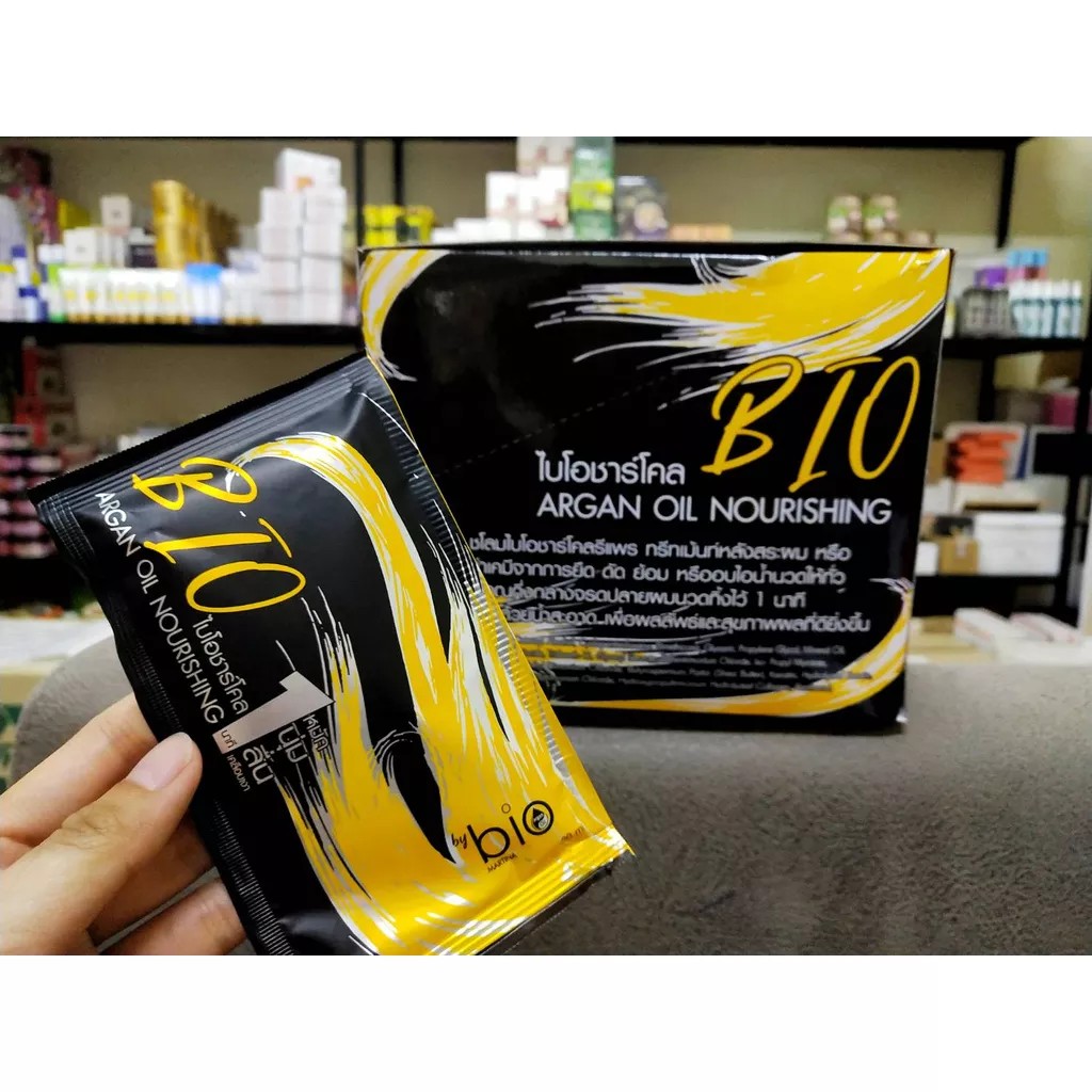 Bio Argan Oil Nourishing ไบโอชาร์โคล รีแพร์ทรีทเม้นท์ ครีม 1 กล่อง (30 มล. x24ซอง )