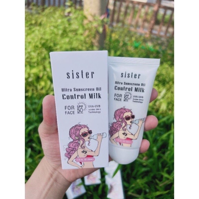 กันแดด sister สารสกัดจากสตอเบอรี่สีขาว spf50 ขนาด50g หน้าฉ่ำหน้า