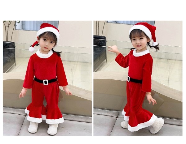 7C300.1 ชุดเด็ก ชุดซานตาครอส ชุดแซนตี้ ชุดคริสต์มาส ขาบาน Children Santy Santa claus Christmas Costumes