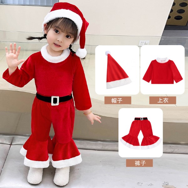 7C300.1 ชุดเด็ก ชุดซานตาครอส ชุดแซนตี้ ชุดคริสต์มาส ขาบาน Children Santy Santa claus Christmas Costumes