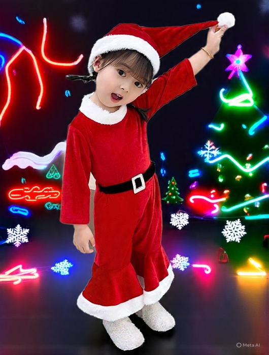 7C300.1 ชุดเด็ก ชุดซานตาครอส ชุดแซนตี้ ชุดคริสต์มาส ขาบาน Children Santy Santa claus Christmas Costumes