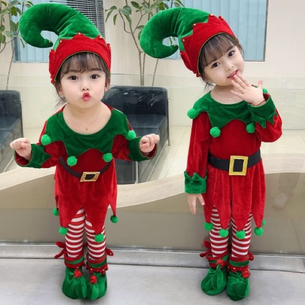 7C299 ชุดเด็ก ชุดซานตาครอส ชุดแซนตี้ ชุดคริสต์มาส ชุดเอลฟ์ มะเขือเทศ Children Elf Santy Santa claus Christmas Costumes