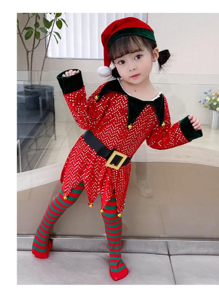 7C298.2 ชุดเด็ก ชุดซานตาครอส ชุดแซนตี้ ชุดคริสต์มาส กระพรวนวิ้ง Children Santy Santa claus Christmas Costumes