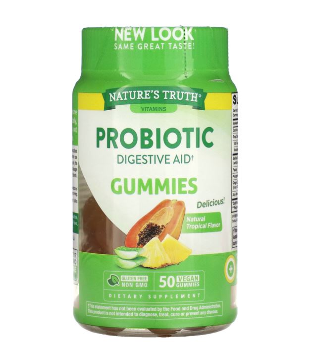 Nature's Truth Vitamins Probiotic Digestive Aid Gummies Natural Tropical 50 Vegan Gummies กัมมี่โพรไบโอติกส์ รส Tropical ผลไม้รวม รสอร่อยทานง่าย ดูแลลำไส้และกระเพาะอาหาร ลดกรดไหลย้อน ลดอาการจุกเสียด เสริมระบบภูมิคุ้มกัน