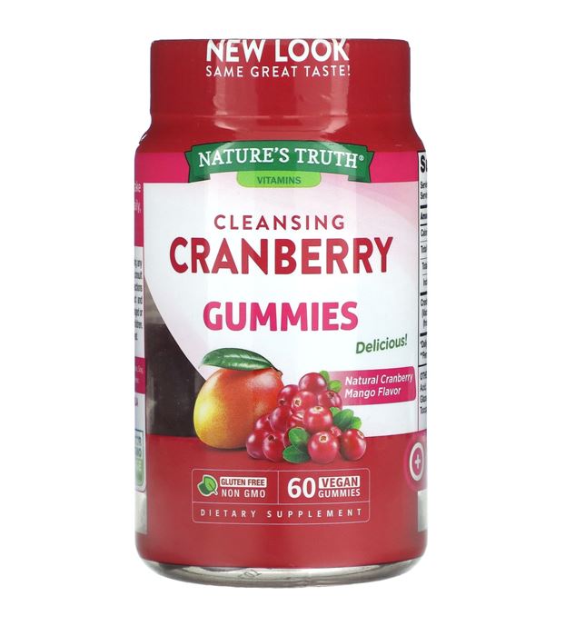 Nature's Truth Vitamins Cleansing Cranberry Gummies Natural Cranberry Mango 60 Vegan Gummies กัมมี่แครนเบอร์รี่ รสแครนเบอรี่+มะม่วง รสชาติอร่อย ทานง่าย ให้สารพฤกษเคมีที่มีประโยชน์ต่อร่างกายมากมายโดยเฉพาะ การออกฤทธิ์ต้านอนุมูลอิสระ จึงมีประโยชน์ต่อสุข