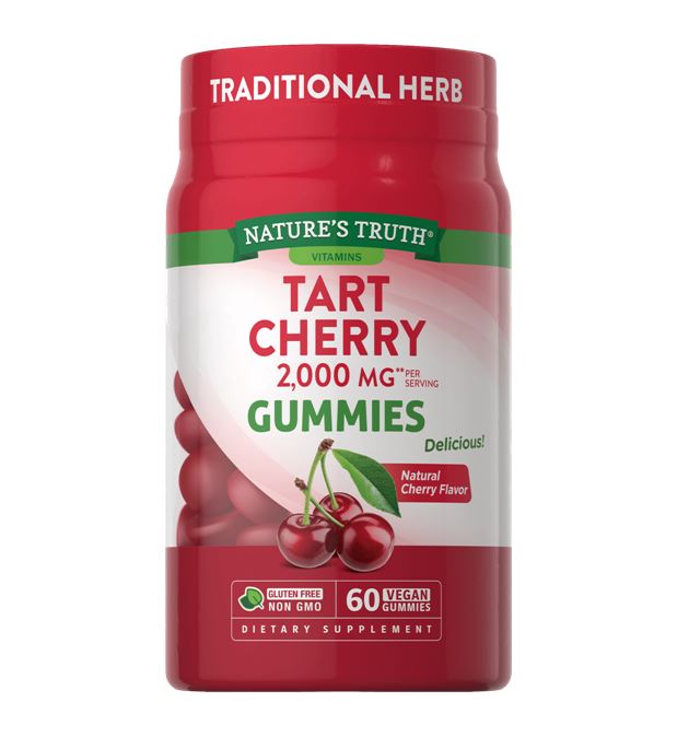 Nature's Truth Vitamins Tart Cherry 2,000mg Gummies Natural Cherry 60 Vegan Gummies กัมมี่วิตามินทาร์ตเชอร์รี่ อร่อย ทานง่ายเป็นแหล่งวิตามินเอ ซี และอีตามธรรมชาติลดผลกระทบจากความชรา ผิวพรรณสดใส 